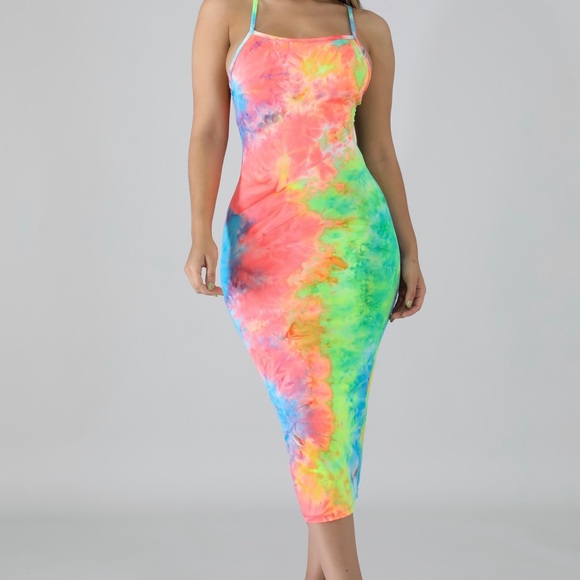 Neon Tie Dye Dress - Picture 3 of 5